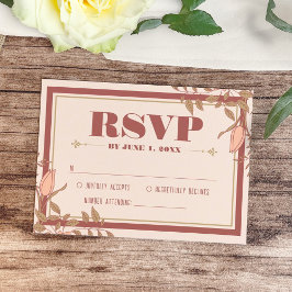 Elegante Retro Blush Floral Wedding RSVP Card Karte