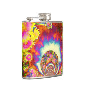 Elegante Retro-Boho Wasserfarben-Sonnenblumenfelde Flachmann (Rechts)