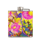 Elegante Retro-Boho Wasserfarben-Sonnenblumenfelde Flachmann (Rückseite)