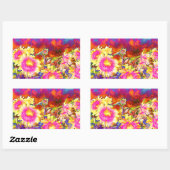 Elegante Retro-Boho Wasserfarben-Sonnenblumenfelde Rechteckiger Aufkleber (Blatt)