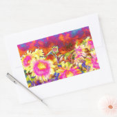 Elegante Retro-Boho Wasserfarben-Sonnenblumenfelde Rechteckiger Aufkleber (Umschlag)