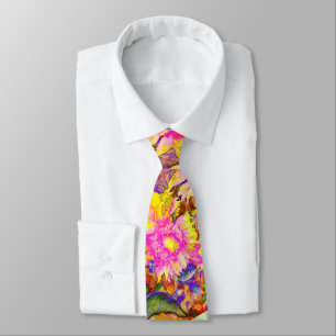 Elegante retro-boho-wasserfarbene Sonnenblumenfeld Krawatte