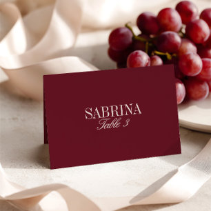 Elegante Retro-Burgunder-Hochzeitsplatzkarte Tischnummer