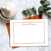 Elegante Retro Burnt Orange und Weiß Personalisier Mitteilungskarte