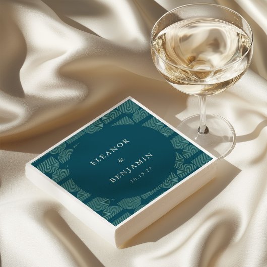 Elegante Retro Chic Arch Aquamarin Blue Custom Wed Serviette