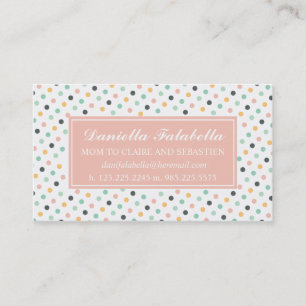 Elegante Retro Confetti-Polka-Punkt-Mama-nennende Telefonnummerkarte