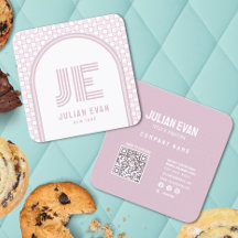 Elegante Retro Dusty Pink Monogram Business Card