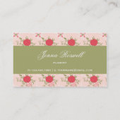 Elegante Retro Floral Rose Visitenkarte (Rückseite)