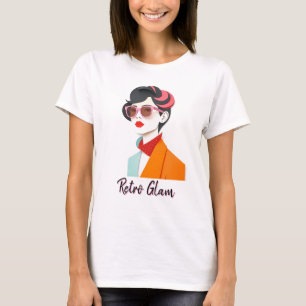Elegante Retro-Frau mit rosa Sonnenbrille T-Shirt