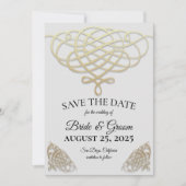 Elegante Retro Gold Swirl Save the Date Karte (Vorderseite)