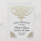 Elegante Retro Gold Swirl Save the Date Karte (Vorne/Hinten)