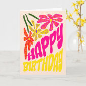 Elegante Retro Groovy Hippie Blume Geburtstag Karte (Gelbe Blume)