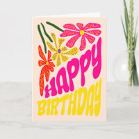 Elegante Retro Groovy Hippie Blume Geburtstag