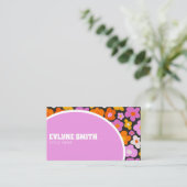 Elegante Retro Groovy Lila farbenfrohe Blumen Mode Visitenkarte (Stehend Vorderseite)