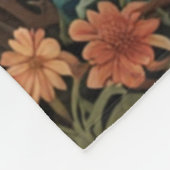 Elegante Retro-Hummel boho botanische Blumenkunst Fleecedecke (Ecke)