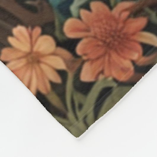 Elegante Retro-Hummel boho botanische Blumenkunst Fleecedecke (Ecke)