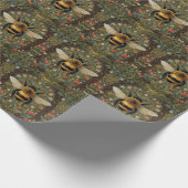 Elegante Retro-Hummel boho botanische Blumenkunst Geschenkpapier (Ecke)