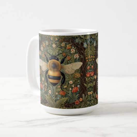 Elegante Retro-Hummel boho botanische Blumenkunst Kaffeetasse (Vorderseite Links)