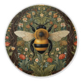 Elegante Retro-Hummel boho botanische Blumenkunst Keramikknauf (Vorderseite)