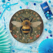 Elegante Retro-Hummel boho botanische Blumenkunst Pappteller (Party)