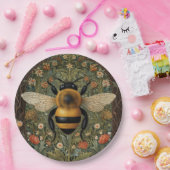 Elegante Retro-Hummel boho botanische Blumenkunst Pappteller (Party)