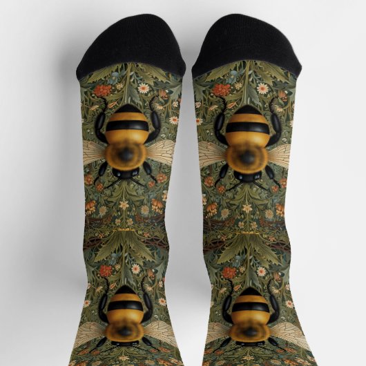 Elegante Retro-Hummel boho botanische Blumenkunst Socken (Oben)