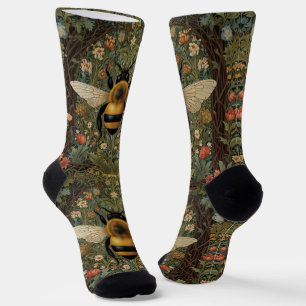 Elegante Retro-Hummel boho botanische Blumenkunst Socken