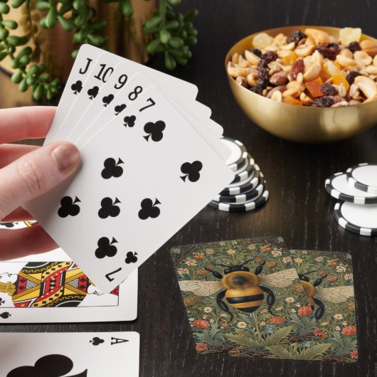 Elegante Retro-Hummel boho botanische Blumenkunst Spielkarten (In Situ)