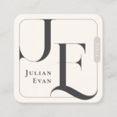 Elegante Retro Ivory White Monogram Quadratische Visitenkarte (Vorderseite)