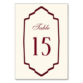 Elegante Retro-Karo-Bordeaux-Hochzeit Tischnummer