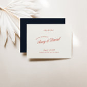 Elegante Retro Red & Deep Blue Save the Date Card