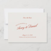 Elegante Retro Red & Ivory Save the Date Card (Vorderseite)