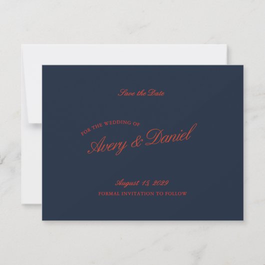 Elegante Retro Red & Ivory Save the Date Card (Vorderseite)