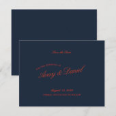Elegante Retro Red & Ivory Save the Date Card (Vorne/Hinten)