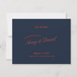 Elegante Retro Red & Ivory Save the Date Card