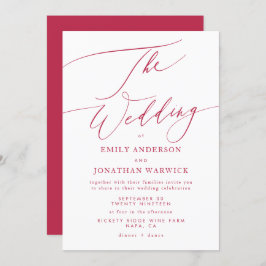 Elegante Retro Red Magenta Die Hochzeit Einladung