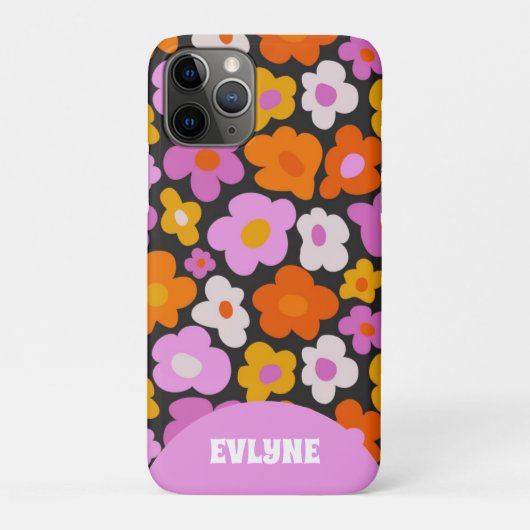 Elegante Retro Rosa Farbenfroh Modern Groovy Blume Case-Mate iPhone Hülle (Rückseite)