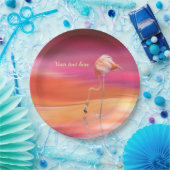 Elegante Retro Rosa Flamingo Surreal personalize Pappteller (Party)