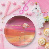 Elegante Retro Rosa Flamingo Surreal personalize Pappteller (Party)