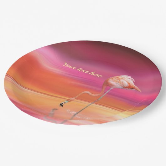 Elegante Retro Rosa Flamingo Surreal personalize Pappteller (Schrägansicht)