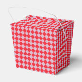 Elegante Retro Rosa & Rot Checkered Wedding Geschenkschachtel (Rückseite)