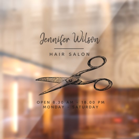 Elegante Retro-Scheren - Minimaler Haarsalon Fensteraufkleber (Blatt 2)