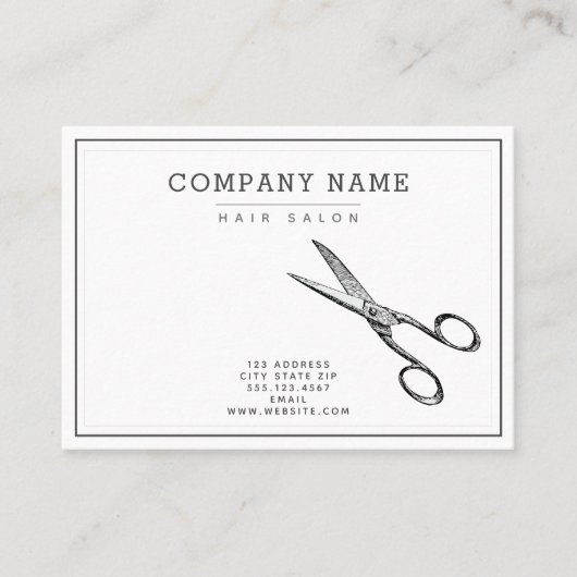 Elegante Retro-Scheren - Minimaler Haarsalon Visitenkarte (Vorderseite)