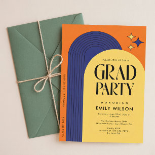 Elegante Retro-Schrift Graduiertenparty Abschlussf Ankündigung