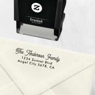 Elegante Retro Script-Individuelle Name-Rücksendea Permastempel