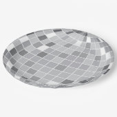 Elegante Retro-Silber-Diskokugel Pappteller (Schrägansicht)