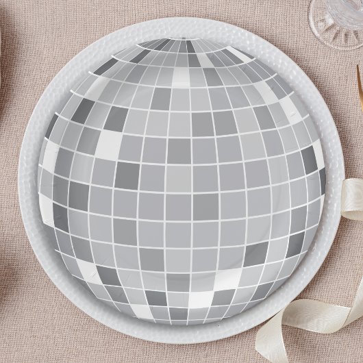 Elegante Retro-Silber-Diskokugel Pappteller