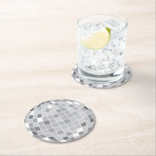 Elegante Retro-Silber-Diskokugel Runder Pappuntersetzer