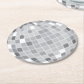 Elegante Retro-Silber-Diskokugel Runder Pappuntersetzer (Angewinkelt)