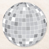 Elegante Retro-Silber-Diskokugel Runder Pappuntersetzer (Vorderseite)